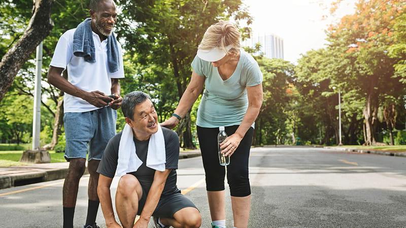 seniors working out outdoors